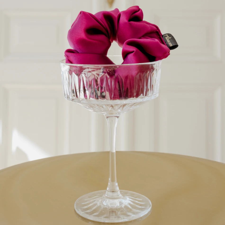 Jedwabna scrunchie SILKY STATE MAXI - Malinowy burgund