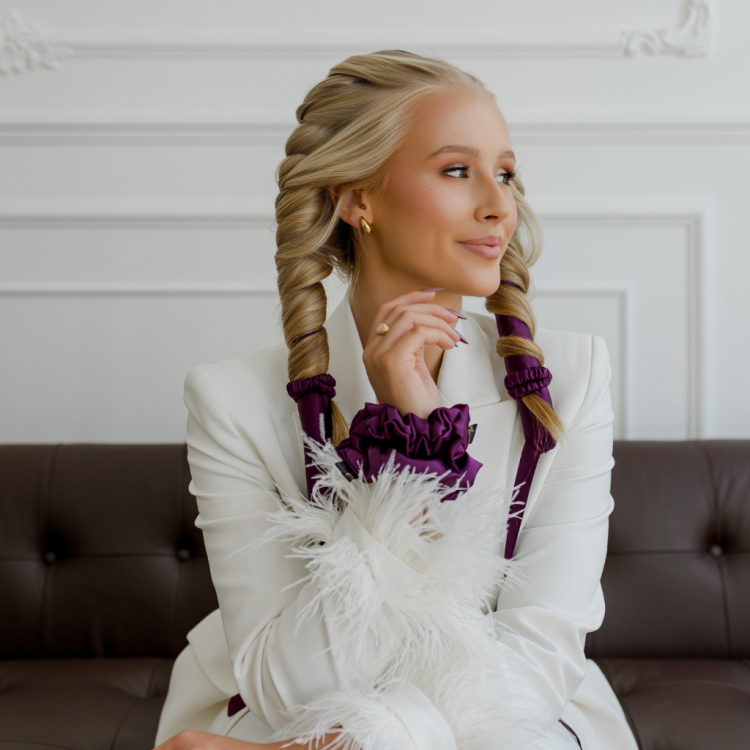 Jedwabna scrunchie SILKY STATE MAXI - Soczysta śliwka