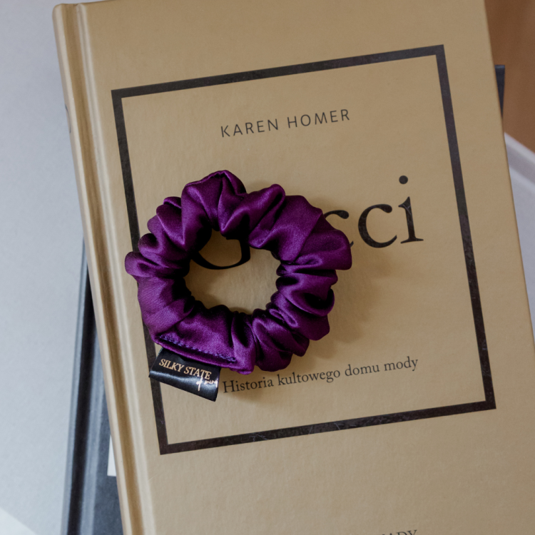 Jedwabna scrunchie SILKY STATE MINI MINI - Soczysta śliwka